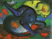 Franz Marc Two Cats, blue and yellow France oil painting artist